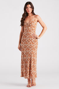 maxi dress pick up Plus Size Tie Back Scroll Print Maxi Dress, CORNSTALK, 12
