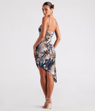 Vacay Slay Tropical Print Midi Dress creates the perfect summer wedding guest dress or cocktail party dresss with stylish details in the latest trends for 2023!