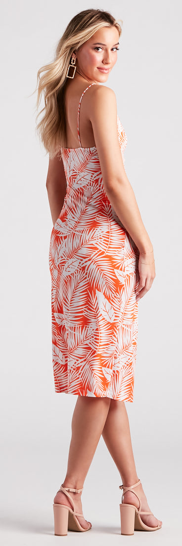Somewhere Tropical V-Neck Midi Dress