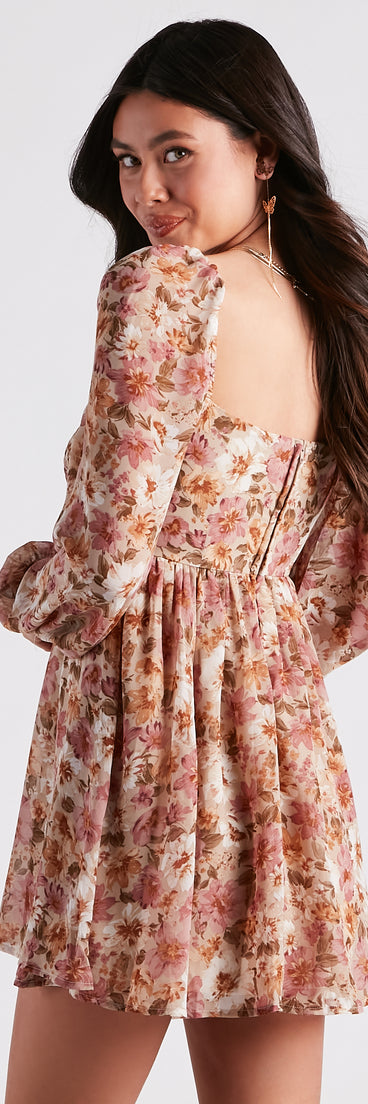 Everlasting Pretty Floral Chiffon Skater Dress