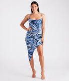 Art Show Marble Print Midi Dress creates the perfect summer wedding guest dress or cocktail party dresss with stylish details in the latest trends for 2023!