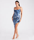 Art Show Marble Print Midi Dress creates the perfect summer wedding guest dress or cocktail party dresss with stylish details in the latest trends for 2023!