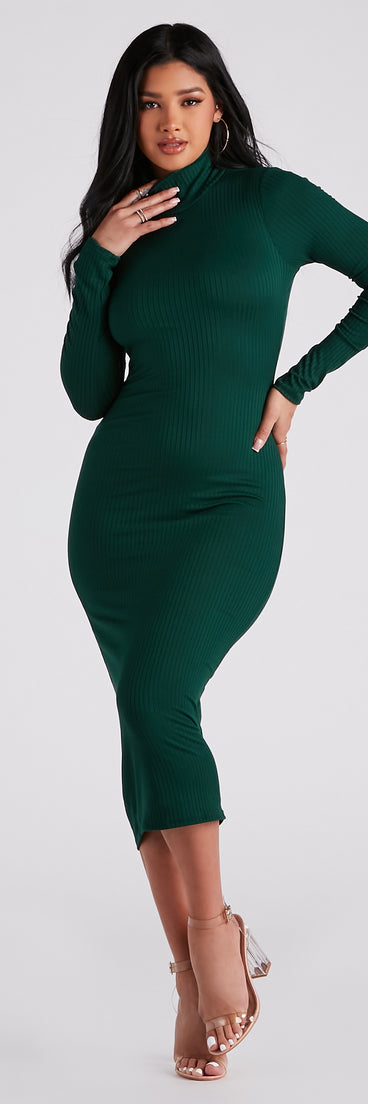 Winter Chic Style Midi Sweater Dress