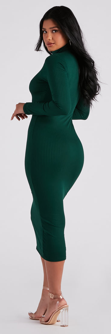 Winter Chic Style Midi Sweater Dress