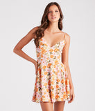 70s Groove Floral Tie-Back Skater Dress