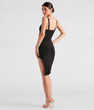 Date Night Allure Side Slit Midi Dress creates spring wedding guest dress with stylish details, the perfect midi dress for graduation, or for a cocktail party look in the latest midi-length trends for 2024!