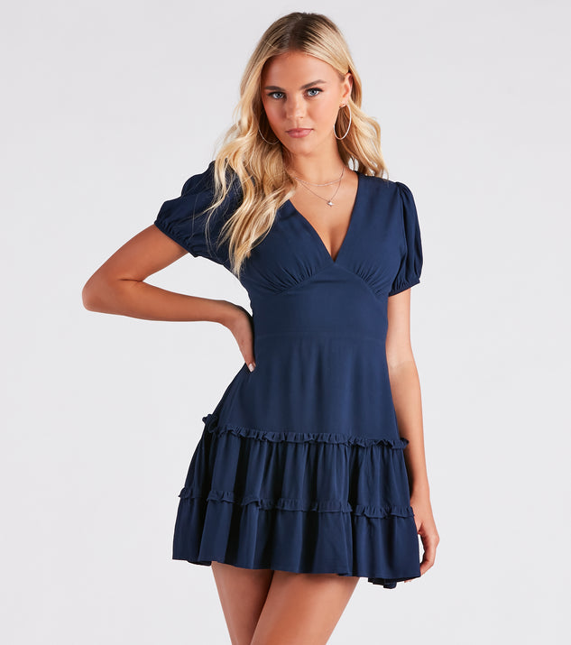 Darling Twirl Crepe Ruffle Skater Dress as your 2024 graduation dress will help you be ready to celebrate and feel stylish at your commencement ceremony or grad party!