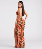 Sunkissed Beauty Tropical Print Cutout Maxi Dress