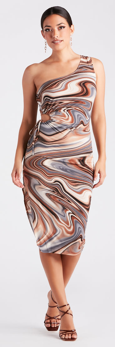 Looking Marvelous One Shoulder Midi Dress