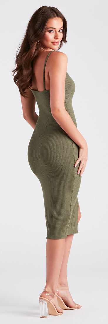Casual Stroll Rib Knit Midi Dress