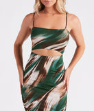 Stand Out Marble Print Cutout Midi Dress
