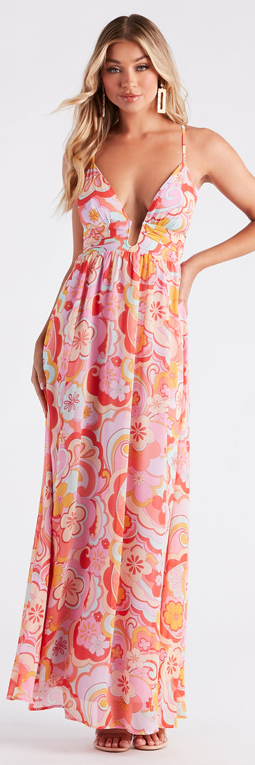 Electric Love Chiffon Floral Maxi Dress