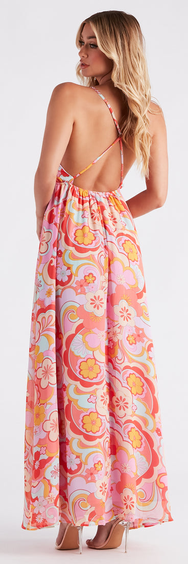 Electric Love Chiffon Floral Maxi Dress