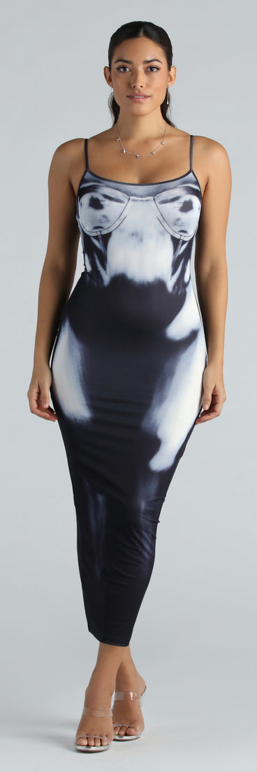 See Through Me X-Ray Graphic Maxi Dress