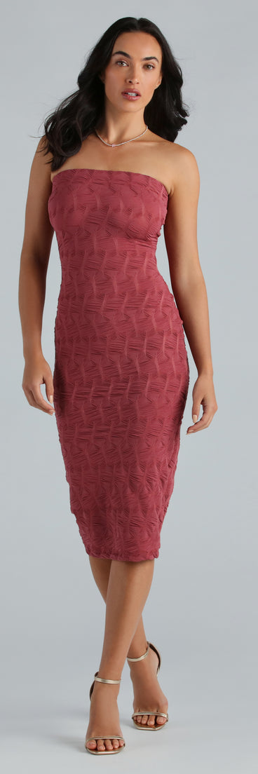 She's All That Strapless Midi Dress