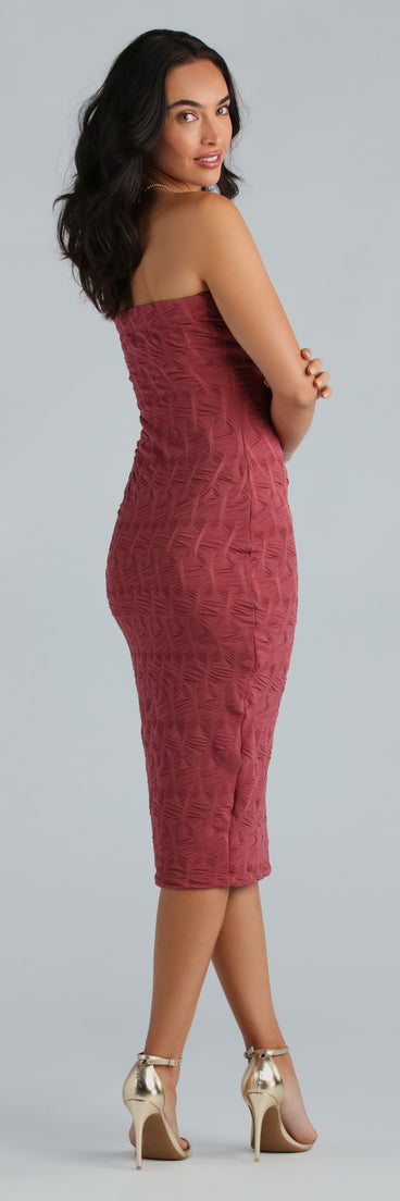 She's All That Strapless Midi Dress