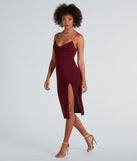 Catch Up Crepe Slip Midi Dress creates spring wedding guest dress with stylish details, the perfect midi dress for graduation, or for a cocktail party look in the latest midi-length trends for 2024!