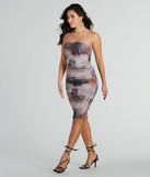 The Chic Side Of Town Strapless Mesh Midi Dress as your wedding guest dress with a stylish neckline and/or sleeves and elevated details on the back and front will make you the best dressed at any event!