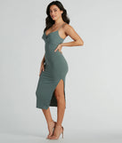 Essential for vacations or summer days, the Simplest Statement Sweetheart Rib Knit Midi Dress is a sundress or milkmaid dress with sleek and flirty details.