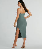 Essential for vacations or summer days, the Simplest Statement Sweetheart Rib Knit Midi Dress is a sundress or milkmaid dress with sleek and flirty details.