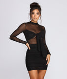 You’ll make a statement in More To Mesh Ruched Dress as an NYE club dress, a tight dress for holiday parties, sexy clubwear, or a sultry bodycon dress for that fitted silhouette.