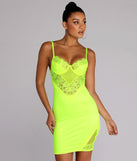 You’ll make a statement in Lace Night Scene Satin Mini Dress as an NYE club dress, a tight dress for holiday parties, sexy clubwear, or a sultry bodycon dress for that fitted silhouette.
