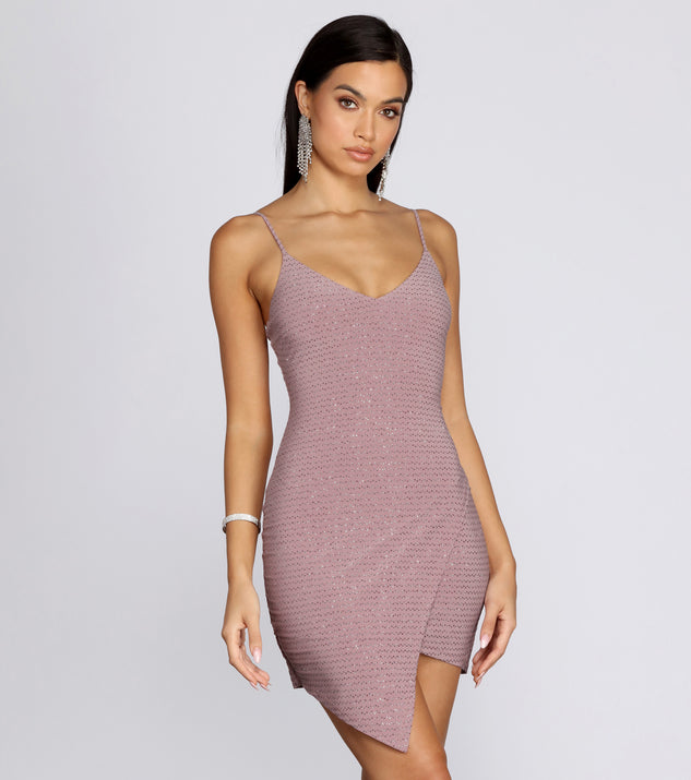 Glitter Wrap Knit Mini Dress is a trendy pick to create 2023 concert outfits, festival dresses, outfits for raves, or to complete your best party outfits or clubwear!