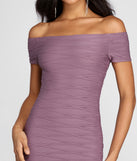 Totally Textured Off Shoulder Dress is the perfect Homecoming look pick with on-trend details to make the 2023 HOCO dance your most memorable event yet!