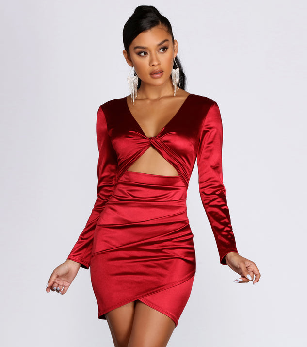 You’ll make a statement in Twist of Fate Satin Mini Dress as an NYE club dress, a tight dress for holiday parties, sexy clubwear, or a sultry bodycon dress for that fitted silhouette.