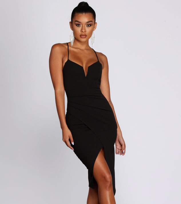 Spark A Convo Midi Dress helps create the best bachelorette party outfit or the bride's sultry bachelorette dress for a look that slays!