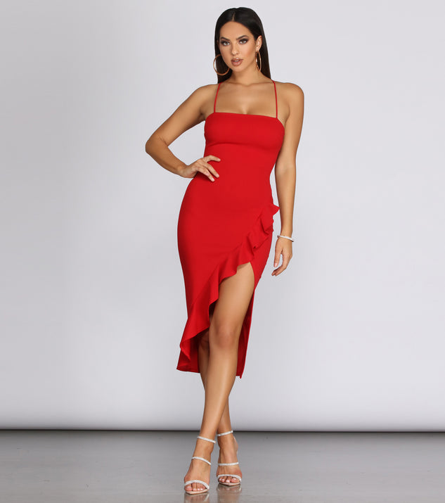 Ruffled In Love Sleeveless Dress creates the perfect spring wedding guest dress or cocktail attire with stylish details in the latest trends for 2023!