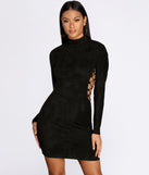 Lace Up Suede Mini Dress helps create the best bachelorette party outfit or the bride's sultry bachelorette dress for a look that slays!