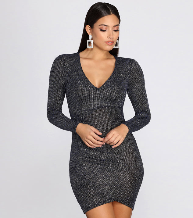 That Glam Life Glitter Wrap Dress helps create the best bachelorette party outfit or the bride's sultry bachelorette dress for a look that slays!