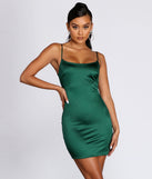 Club Cuts Satin Mini Dress creates the perfect summer wedding guest dress or cocktail party dresss with stylish details in the latest trends for 2023!