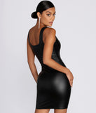 Square Neck Leather Mini Dress