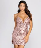 Damask Sequin Deep V Mini Dress creates the perfect spring wedding guest dress or cocktail attire with stylish details in the latest trends for 2023!