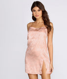 Satin Floral Jacquard Mini Dress