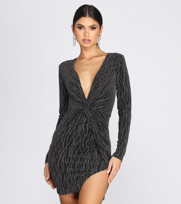 Metallic Marvel Knit Mini Dress creates the perfect spring wedding guest dress or cocktail attire with stylish details in the latest trends for 2023!