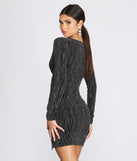 Metallic Marvel Knit Mini Dress creates the perfect spring wedding guest dress or cocktail attire with stylish details in the latest trends for 2023!