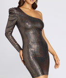 One Shoulder Puff Sequin Mini Dress is the perfect Homecoming look pick with on-trend details to make the 2023 HOCO dance your most memorable event yet!