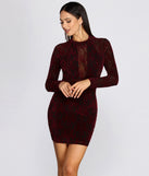 You’ll make a statement in Velvet Allure Mock Neck Mini Dress as an NYE club dress, a tight dress for holiday parties, sexy clubwear, or a sultry bodycon dress for that fitted silhouette.