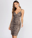 Party Animal Leopard Midi Dress provides gorgeous formal dress style to feel beautiful for Homecoming 2023, Bridesmaids, Wedding Guests, Winter Formal Dance, Military Balls, and Prom.