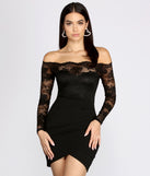 Lovely Look Lace Off Shoulder Mini Dress helps create the best bachelorette party outfit or the bride's sultry bachelorette dress for a look that slays!