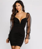Sleeve It To Me Sheer Organza Mini Dress helps create the best bachelorette party outfit or the bride's sultry bachelorette dress for a look that slays!