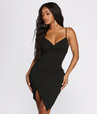 Captivate Me Asymmetric Crepe Mini Dress creates the perfect spring wedding guest dress or cocktail attire with stylish details in the latest trends for 2023!
