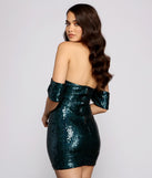 Dazzle Queen Off the Shoulder Sequin Mini Dress