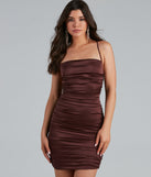 Major Lace Appeal Ruched Satin Mini Dress is the perfect Homecoming look pick with on-trend details to make the 2023 HOCO dance your most memorable event yet!