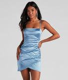 Wrapped In Stylish Satin Mini Dress as your 2024 graduation dress will help you be ready to celebrate and feel stylish at your commencement ceremony or grad party!