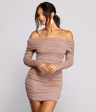 Shimmer Nights Off the Shoulder Glitter Mini Dress helps create the best bachelorette party outfit or the bride's sultry bachelorette dress for a look that slays!
