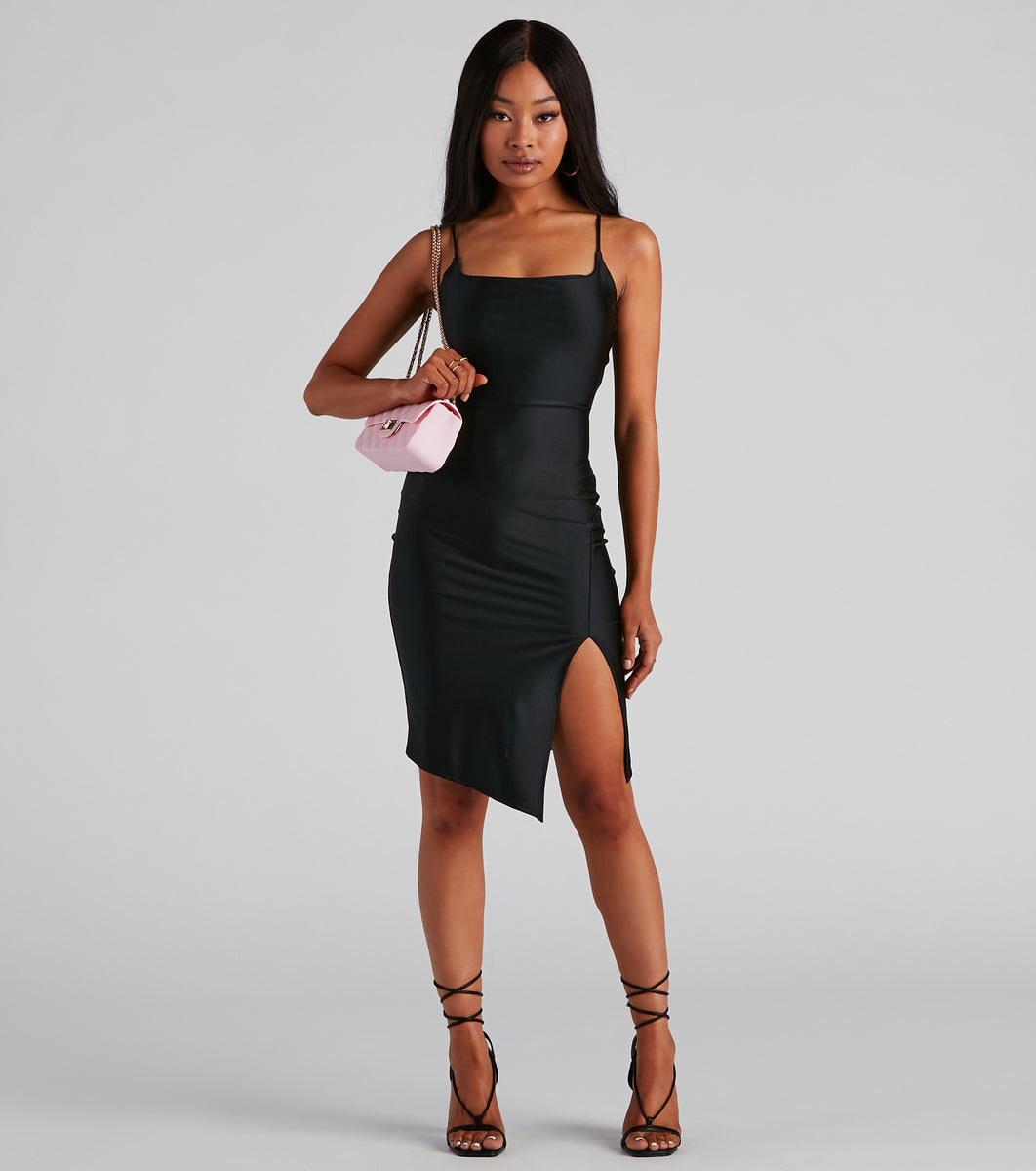 Sleek And Chic Stunner Lace-Up Back Dress